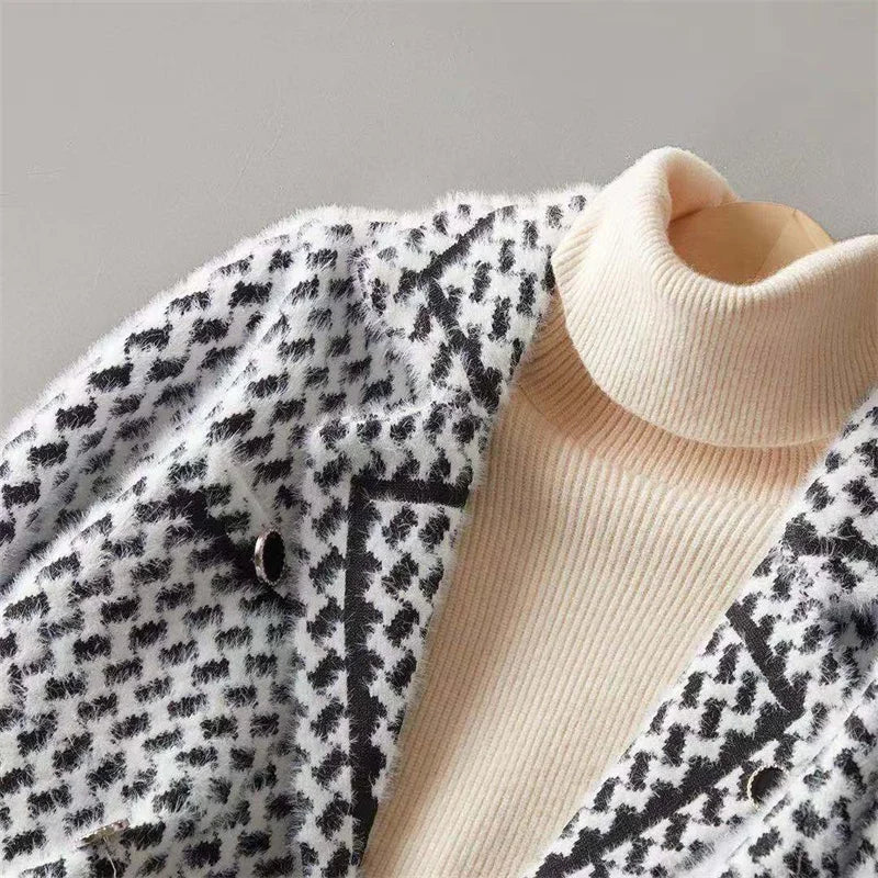 | Houndstooth Knit Jacket
