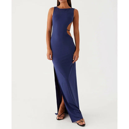 Solid Color Sleeveless Boa Bodycon Dress