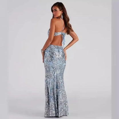 Sparkle Hollow V-neck Party Midi Dress