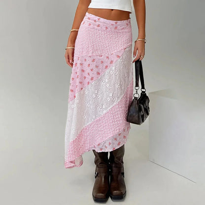 Zip Low Waist Floral Lace Skirt