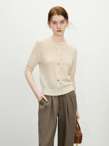 Crochet Knit Linen Vacation Cardigan