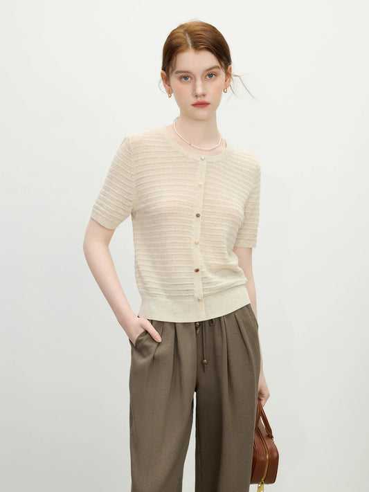Crochet Knit Linen Vacation Cardigan