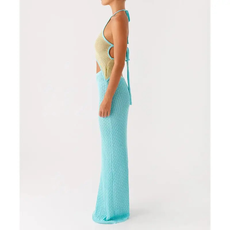 Sleeveless Cutout Knitwear Color Bodycon Dress
