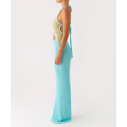 Sleeveless Cutout Knitwear Color Bodycon Dress