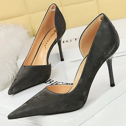 Retro High Heels Pointed Hollowed Out Single Shoes for Women