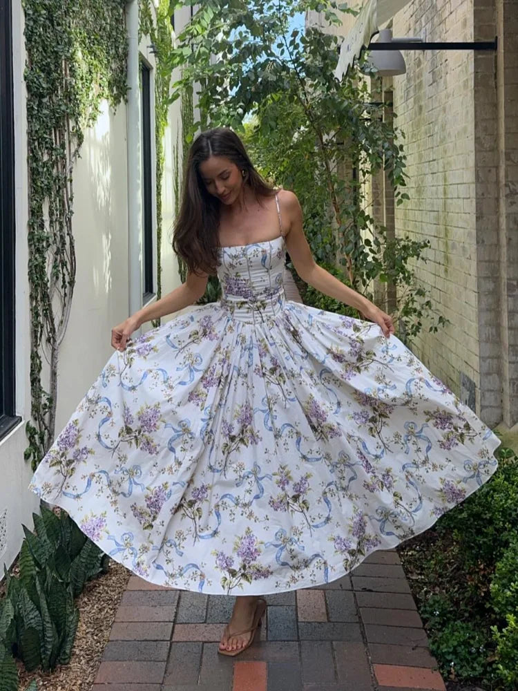 3D Flower Backless Mini Floral Dress