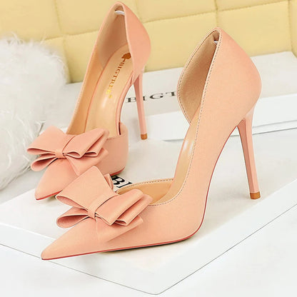 Bowknot Women Pumps High Heels Sexy Party Stilettos Office Shoes
