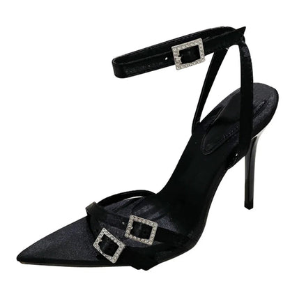 Crystal Buckle High Heels Sandals for Women