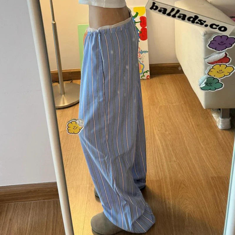 Striped Drawstring Capri Casual Pant
