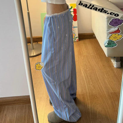 Striped Drawstring Capri Casual Pant