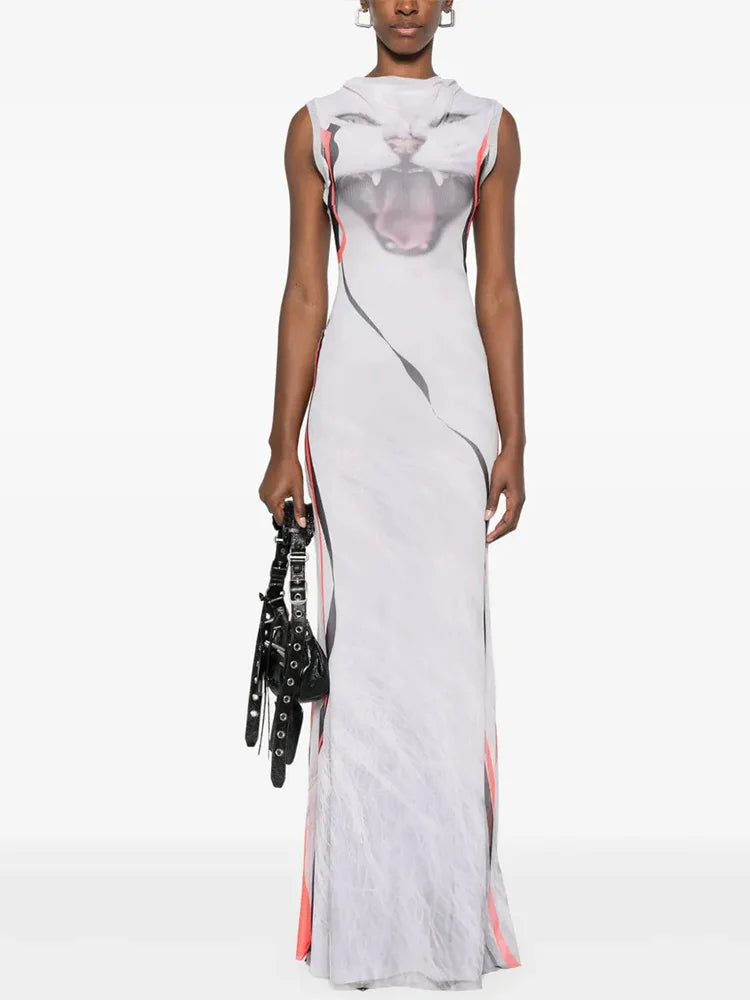 Animal Print O-neck Sheath Party Dress