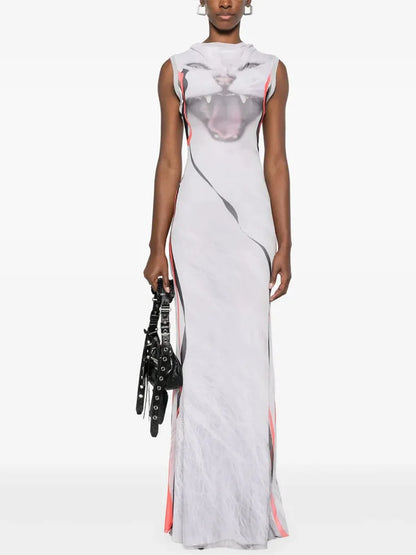 Animal Print O-neck Sheath Party Dress