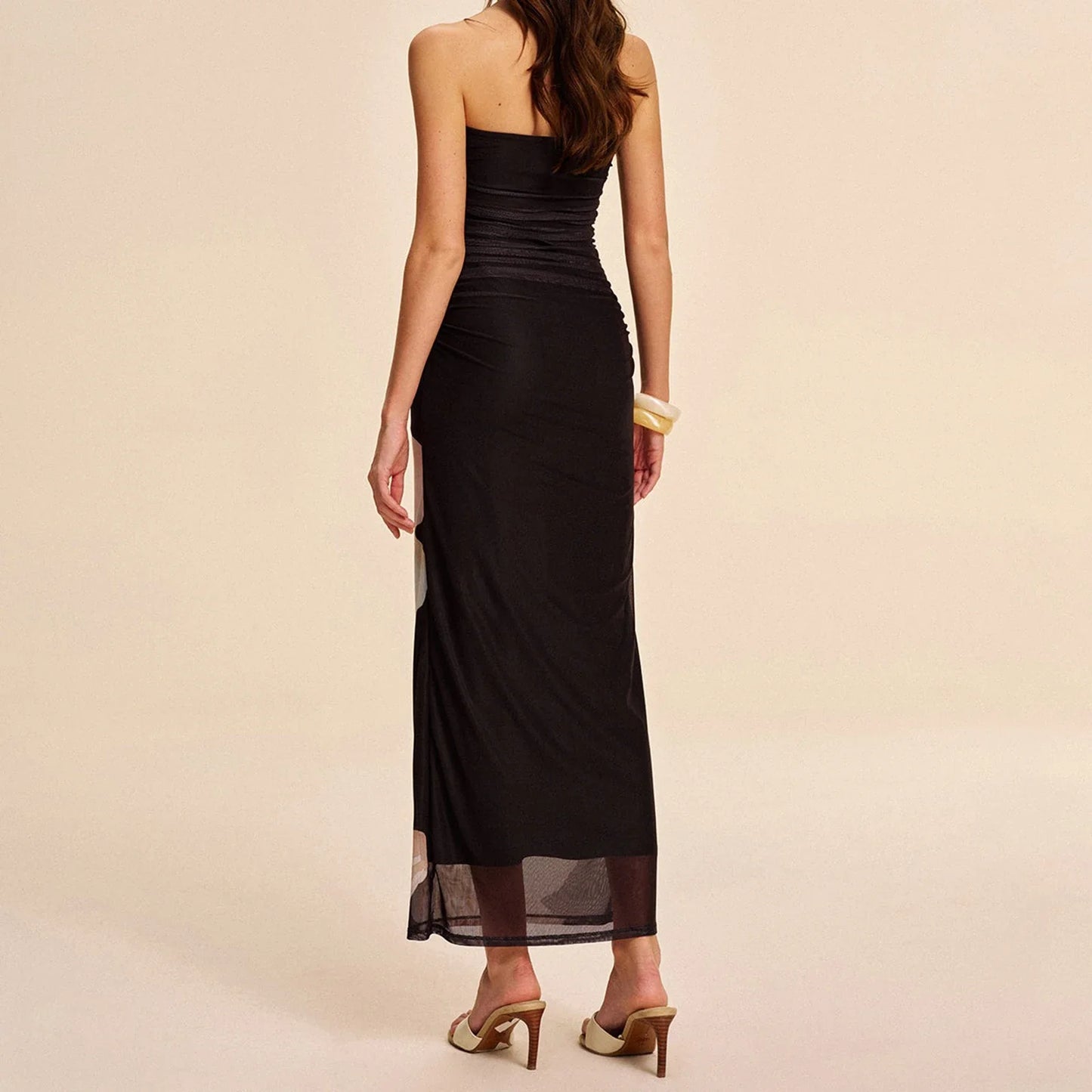 Strapless Floral Layered Bodycon Vacation Dress