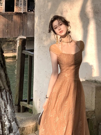 Vintage Midi Dress For Women Summer New Elegant Prom Evening Party Vestidos Fashion Female Clothing Office Ladies Dresses