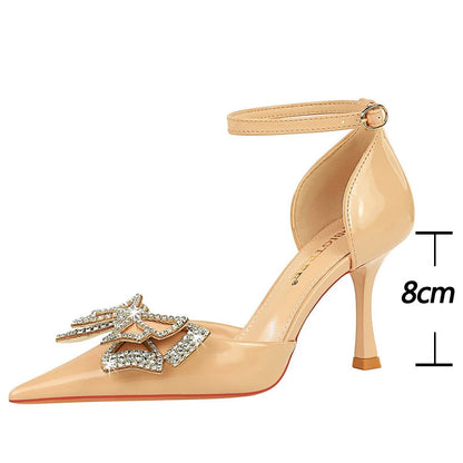 Luxury High Heel Rhinestone Bowknot Sandals for Women