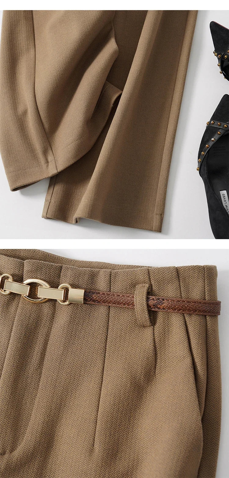 | Wide Leg Wool Trousers