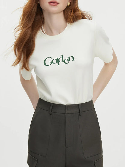 Letter Printed Shoulder Casual T-shirt