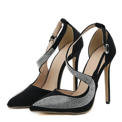 Crystal Rhinestone High Heels Women Office Shoes