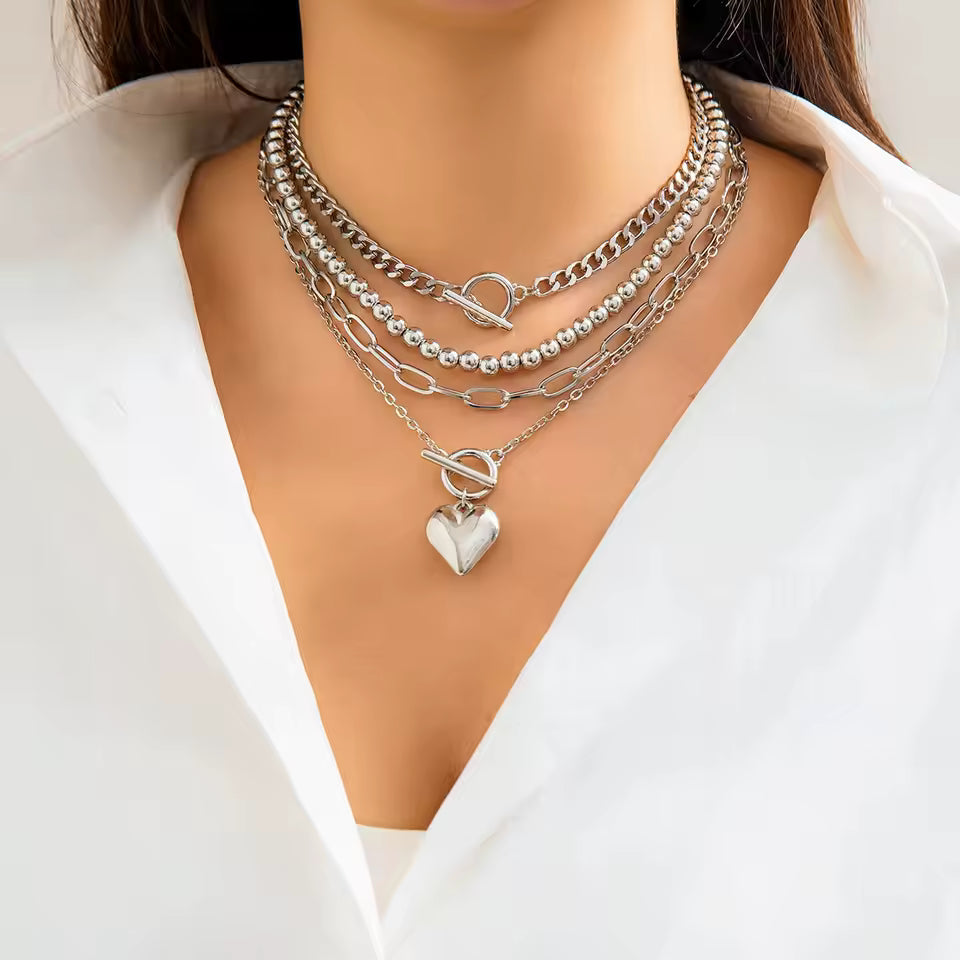 Vintage Big Heart Pendant Necklace