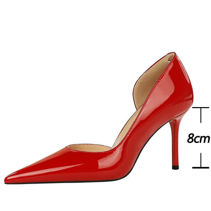 Patent Leather Stiletto Pumps - 8 cm Heels - Fashionable Party Shoes for Women