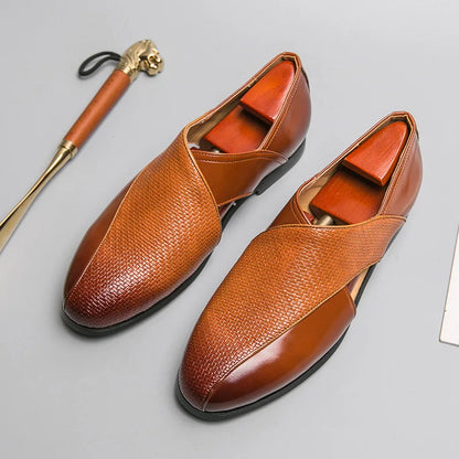 Genuine Leather Loafers | Cross-Strap Detail | Slip-On