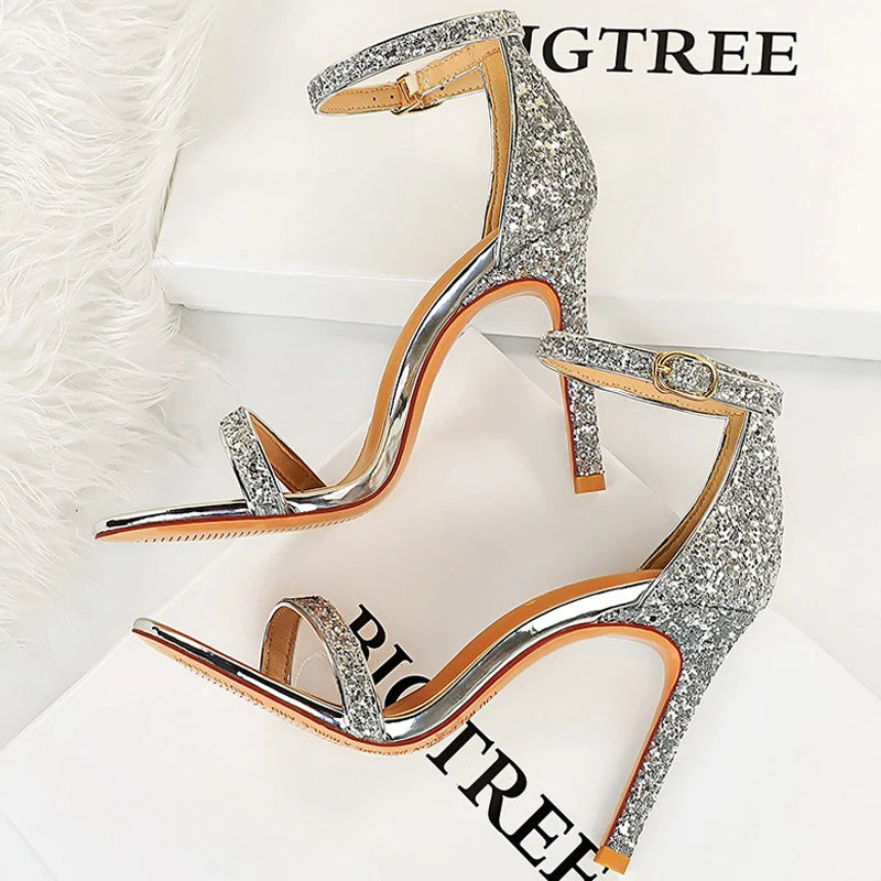 Sparkle Sequins Stiletto Heels Women Pumps - 10 cm Sexy High Heels