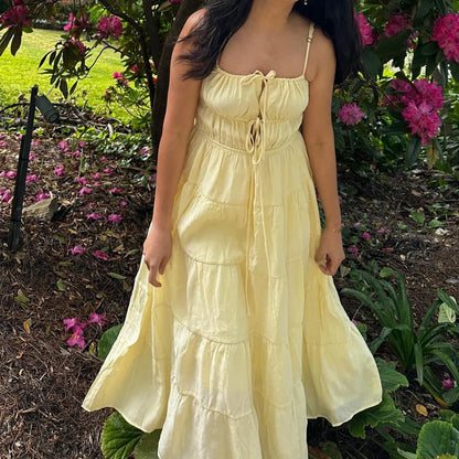 Front Tie Ruffled Slip Cami Vacation Dress