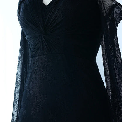 Lace Purple Mermaid Evening Dress with Cap Sleeves