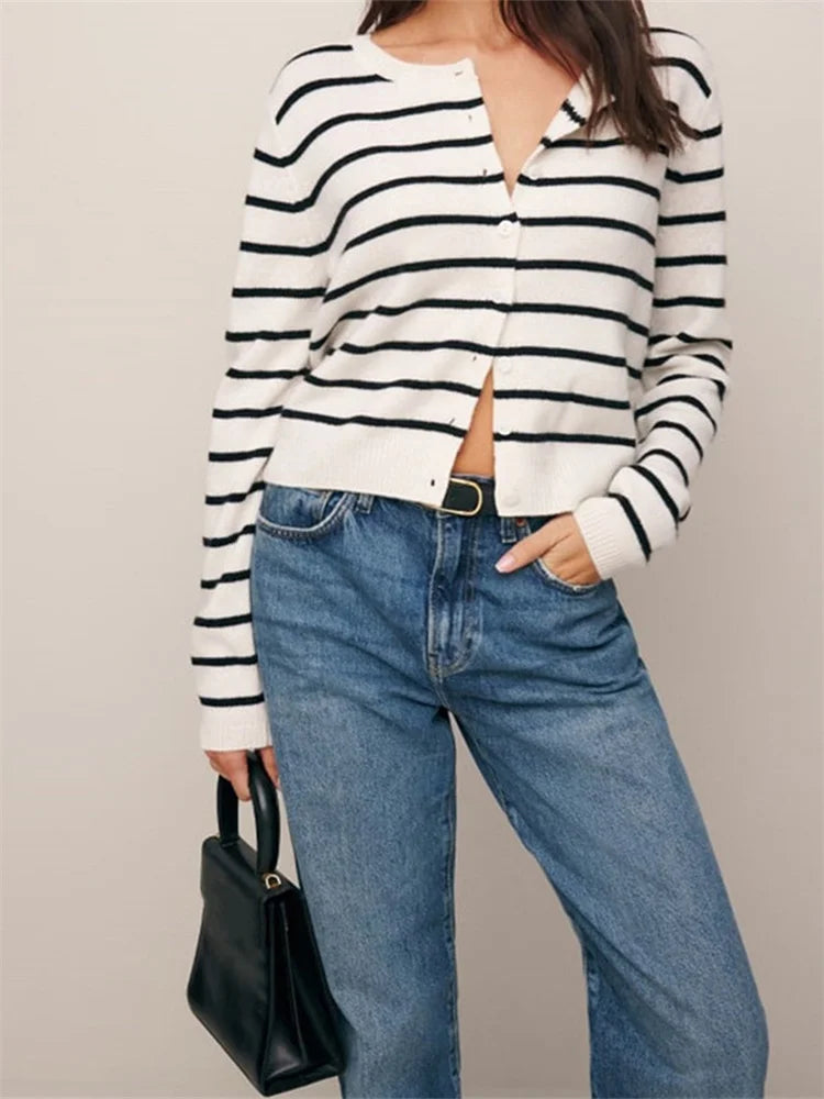 Solid Button Long Sleeve Knit Cardigan