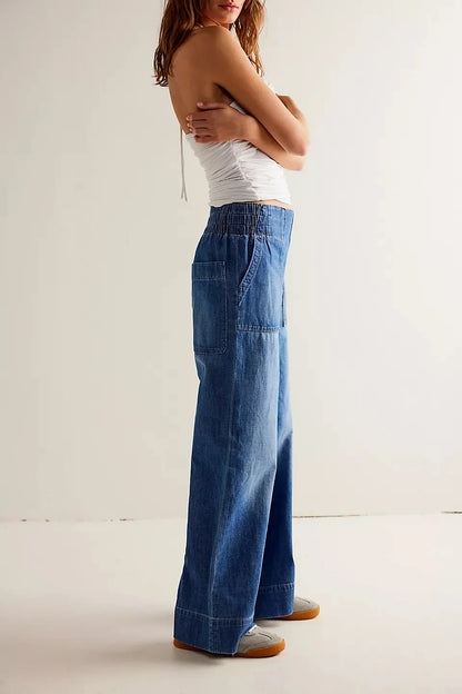 | Wide-Leg Denim Jeans