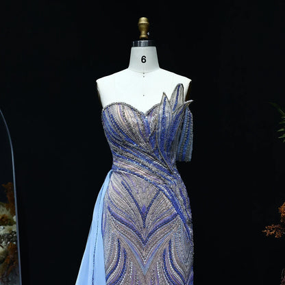 One Shoulder Mermaid Evening Dress with Overskirt