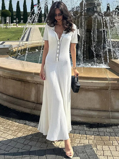 Rib Slim Casual Knit Maxi Dress