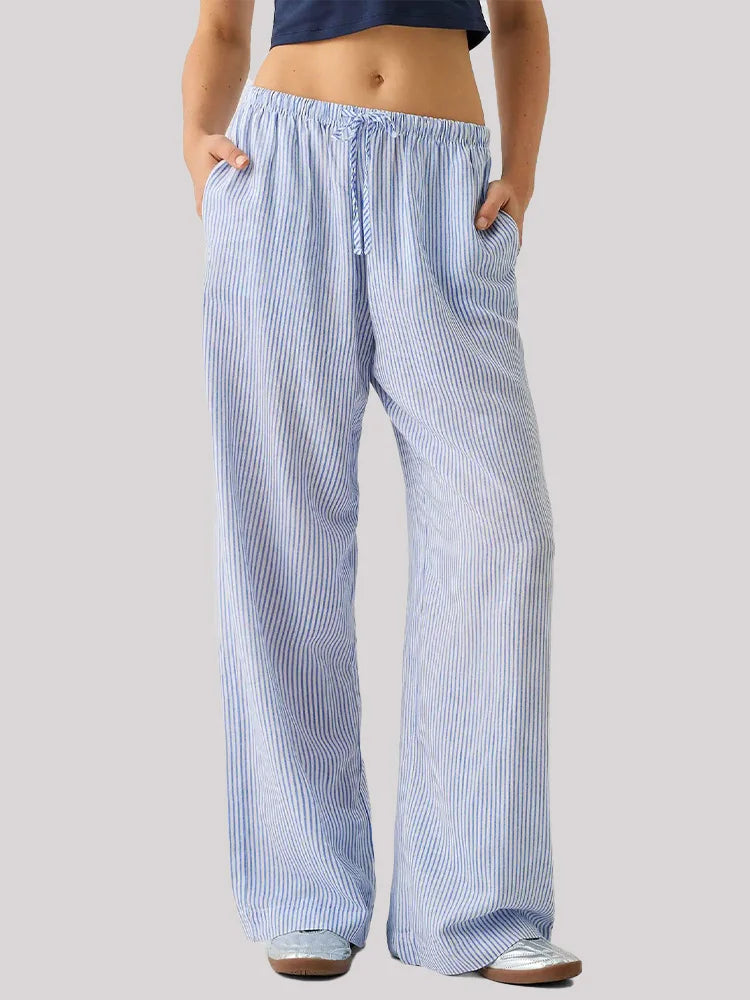 Striped Pink Blue Straight Pant