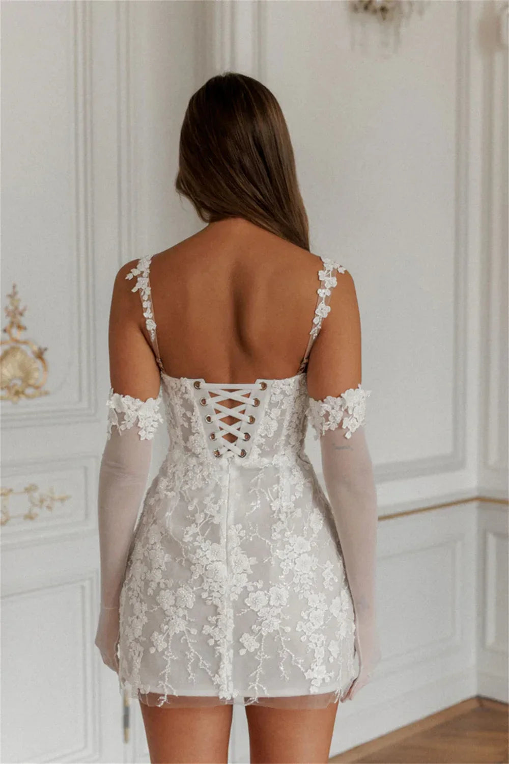 Lace Spaghetti Appliques A-Line Vacation Dress