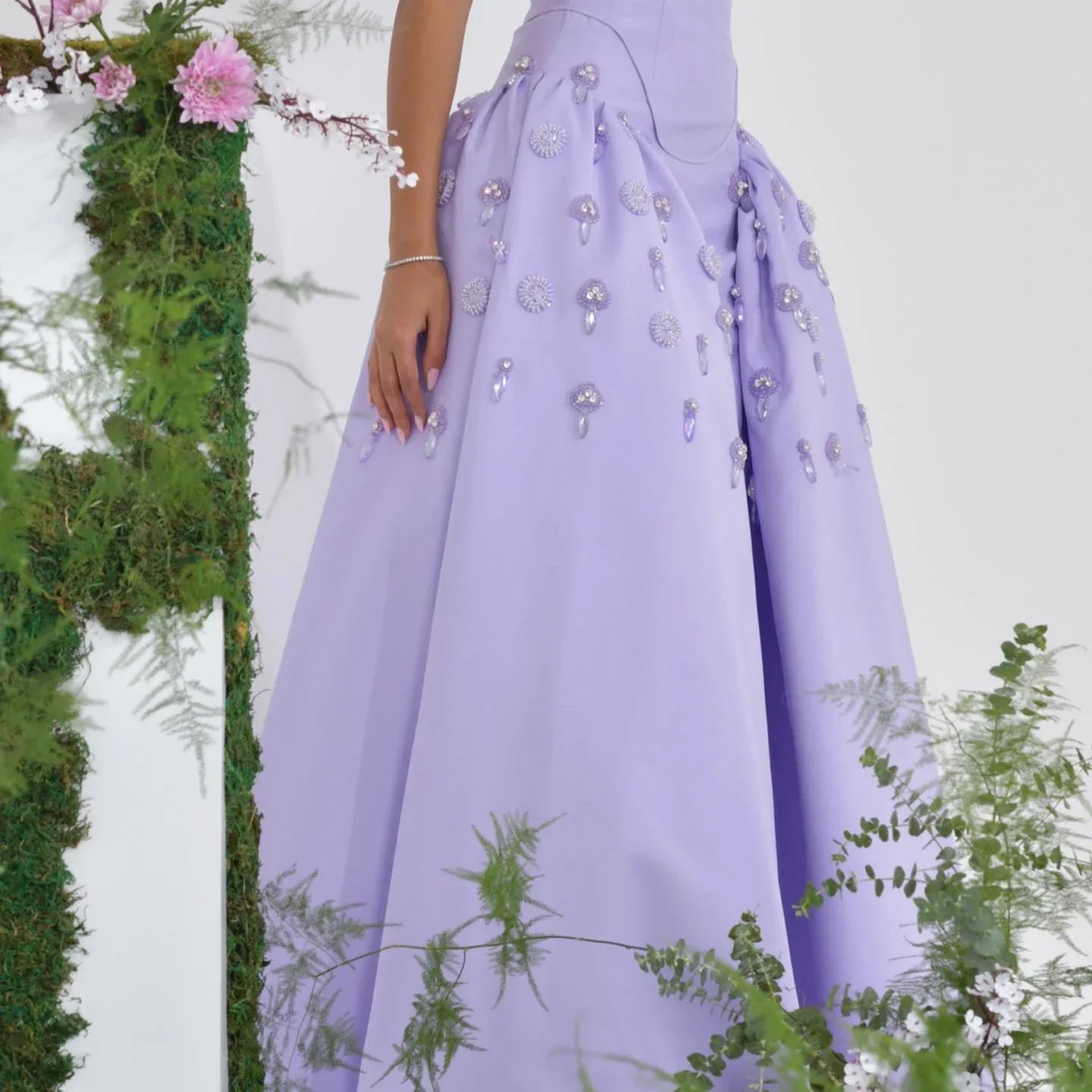Lilac Pearl A-Line Evening Dress