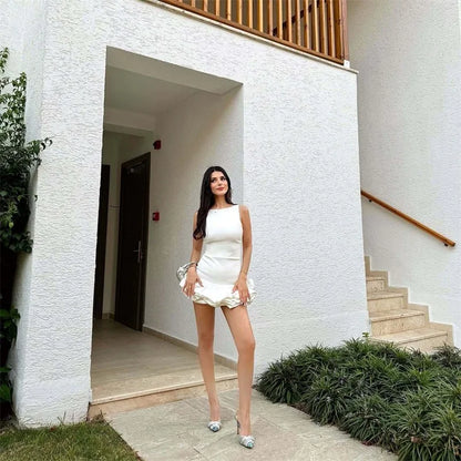Puffy Hem Sleeveless Backless Mini Prom Dress