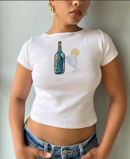 Fruit Print Slim Fit Crew T-shirt