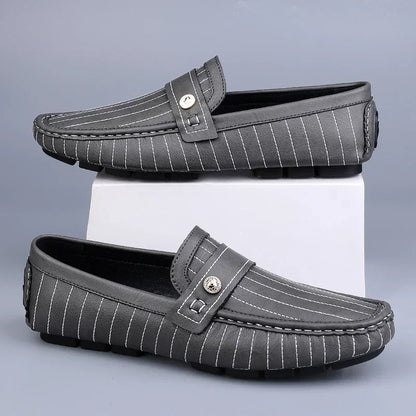 Maison Leather Loafers | Pinstripe Detailing