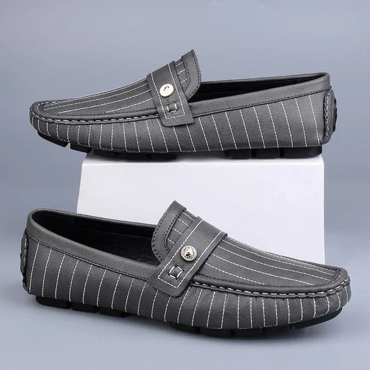 Maison Leather Loafers | Pinstripe Detailing