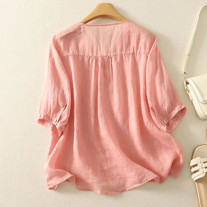 | V-Neck Cotton Blouse