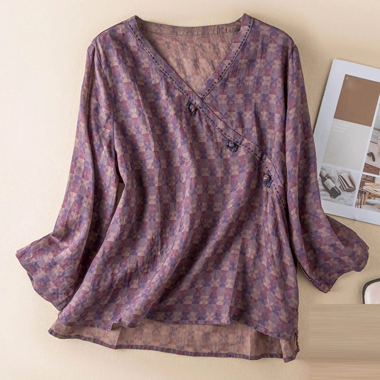 | Crosswrap Linen Blouse