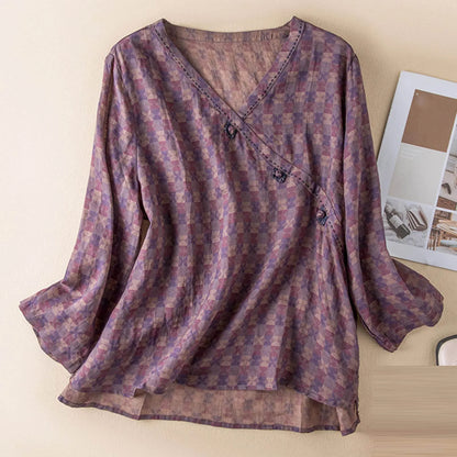 | Crosswrap Linen Blouse