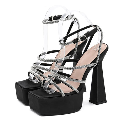 Super Square Heel Narrow Band Sandals