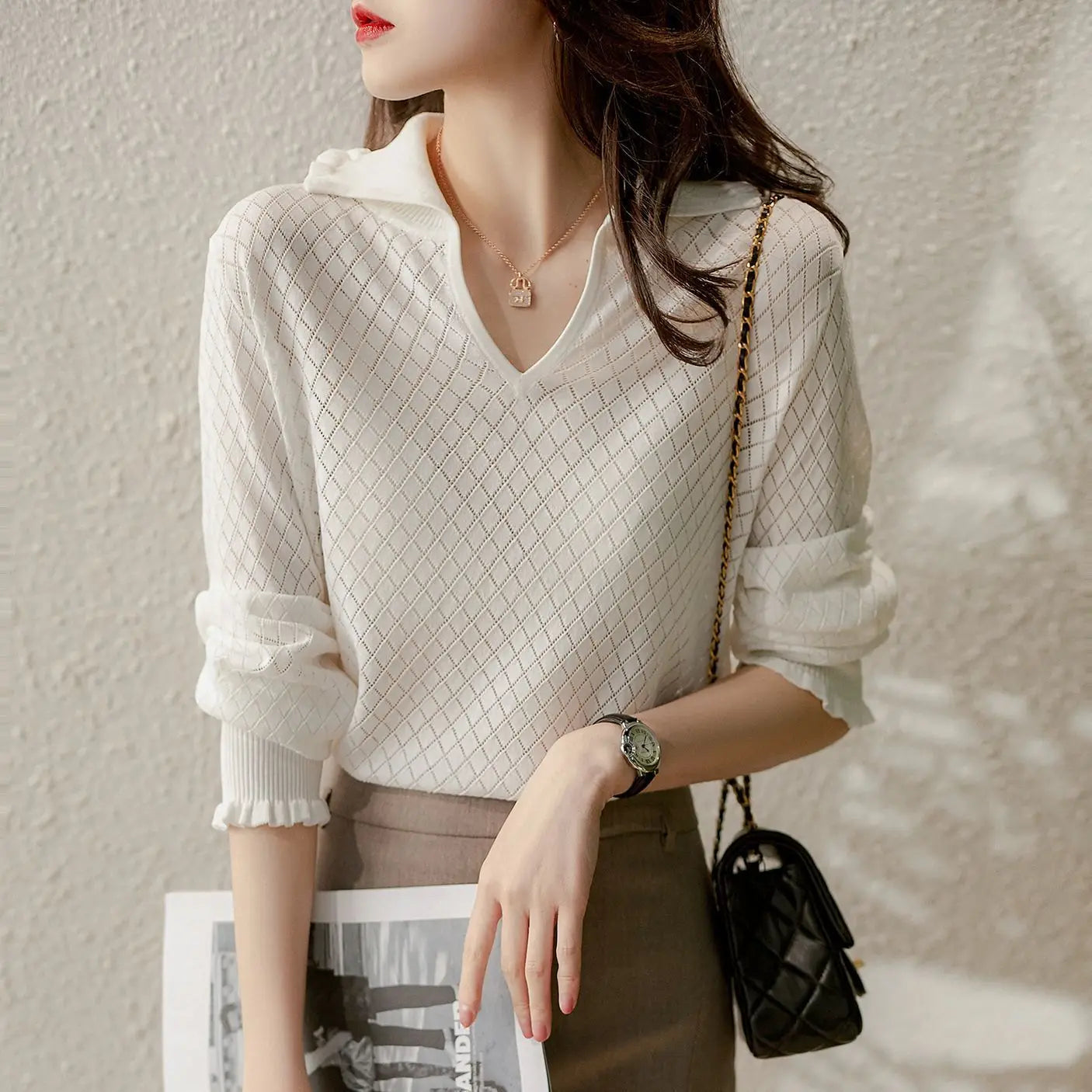 | Knit Top in Diamond Pattern