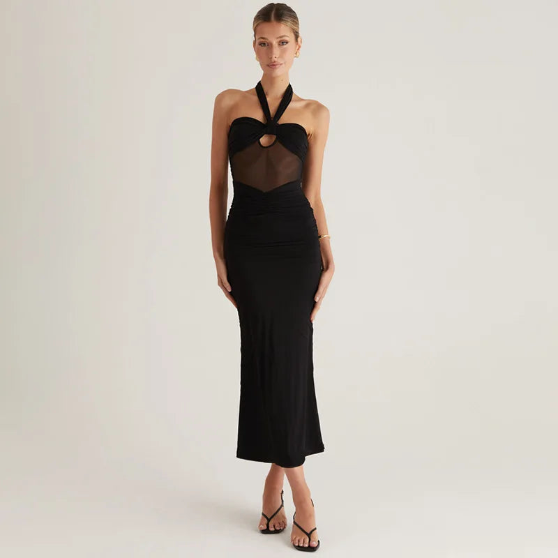 Hollow Mesh See-through Club Bodycon Dress