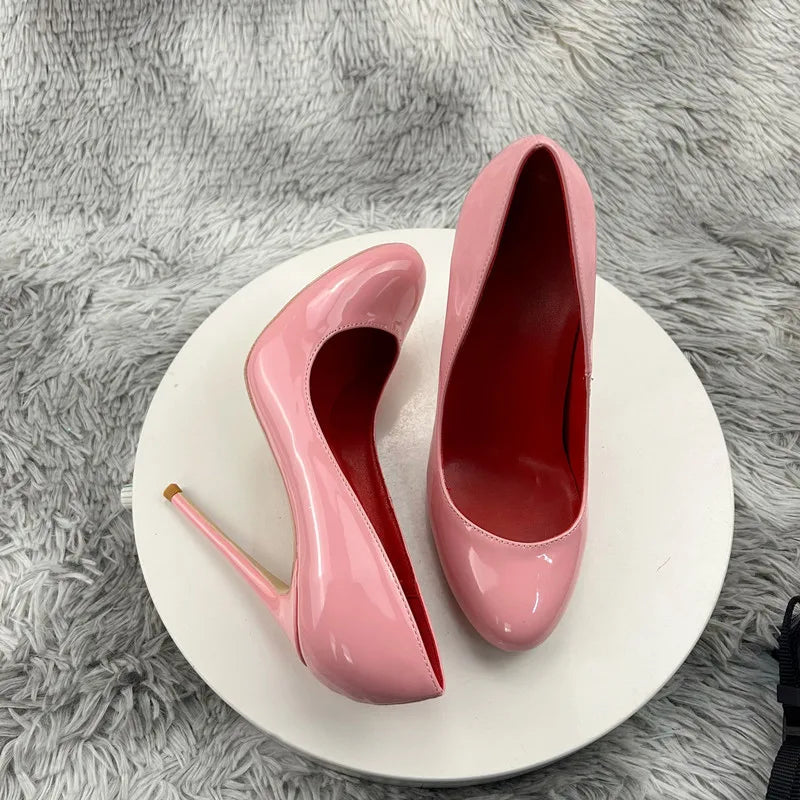 Pink Round Toe High Heel Shoes for Women