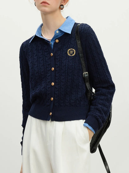 Hollow Round Neck Office Knit Cardigan