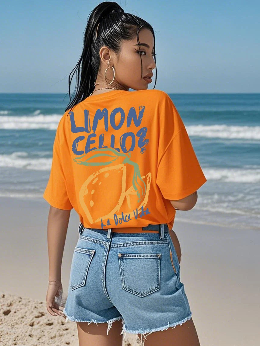 Lemon Graphic Loose Cotton T-shirt