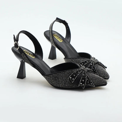 Summer rhinestone stiletto heels with pointed sandals