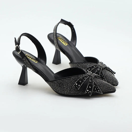 Summer rhinestone stiletto heels with pointed sandals
